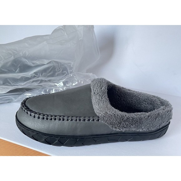 New Men's Slipper Moccasin Size 6-7 Dark Gray Faux Fur - Picture 16 of 17